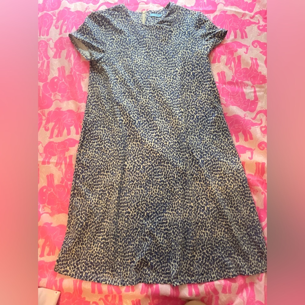J. McLaughlin Leopard Print Dress - Blue white and black